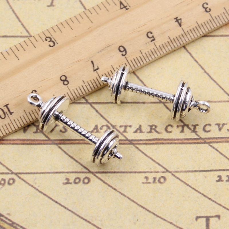 Sports Equipment Photos - 10pcs Charms Fitness Equipment Dumbbell 34x12x12mm